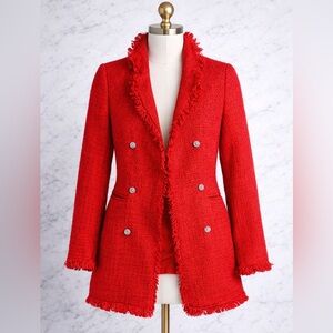 Rachel Zoe Vibrant Red Fringed Blazer